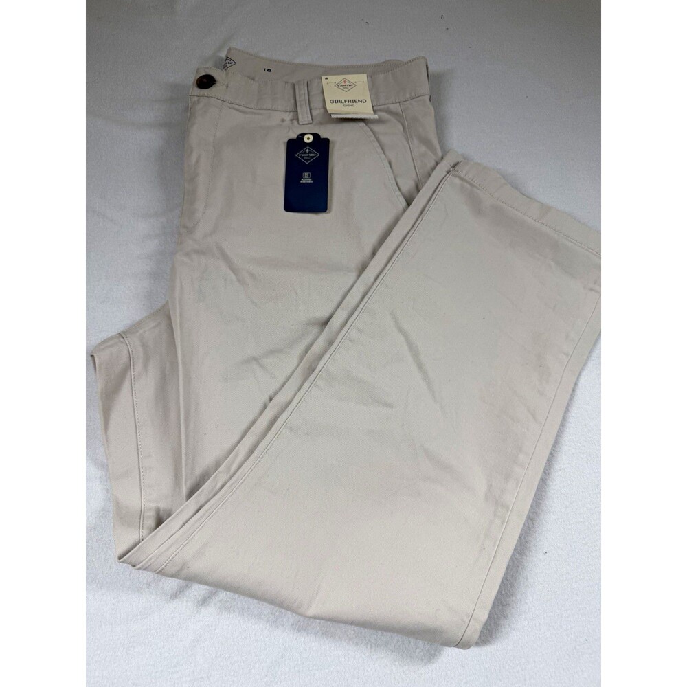 St. John's Bay Womens Chino Pants Size 16 Beige Mid Rise Straight Pockets  446
